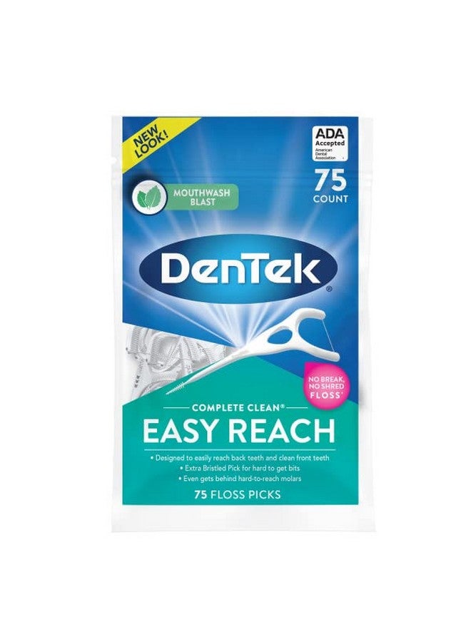 Complete Clean Easy Reach Floss Picks Advanced Fluoride Coating Mouthwash Blast Flavor 75 Ct. (Pack Of 2)