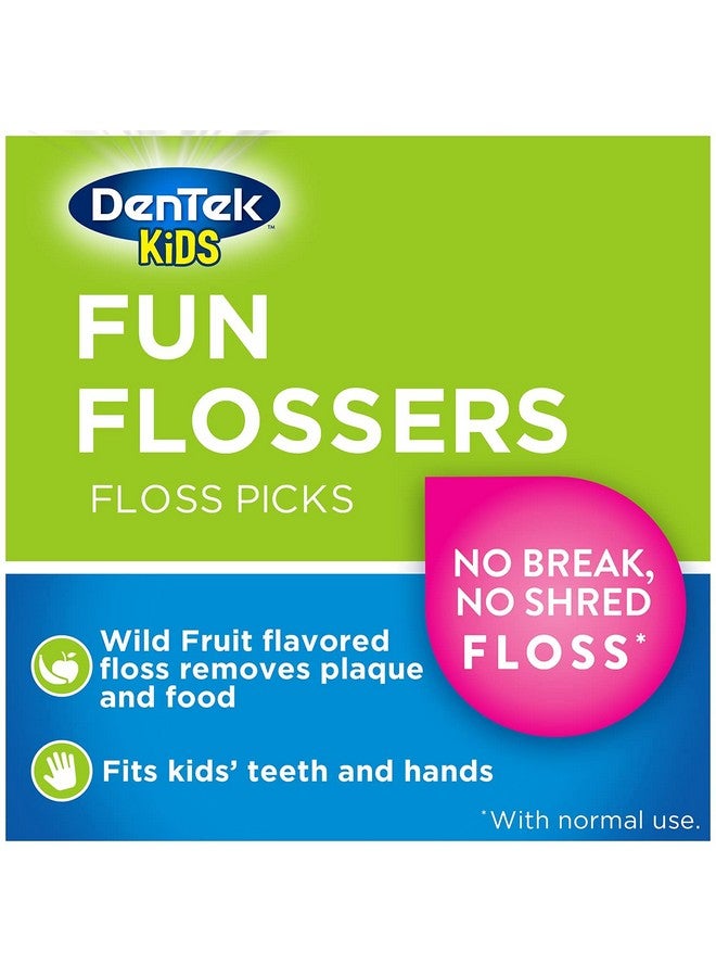 Kids Fun Flossers Removes Food & Plaque Wild Fruit Flavored Floss Picks 75 Count 6 Pack