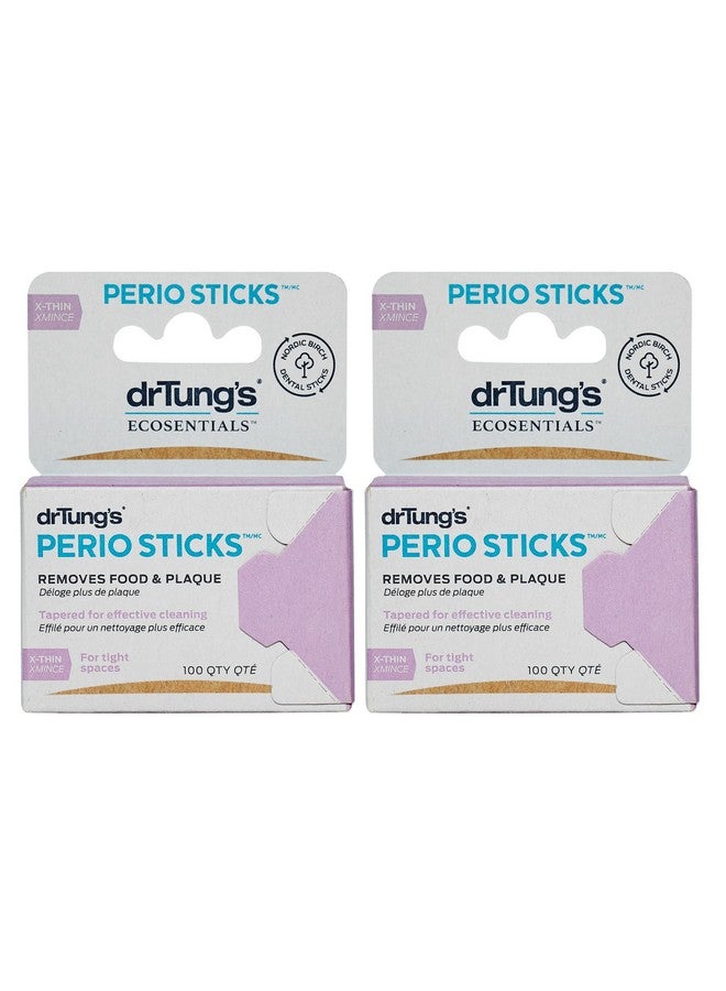 Doublesided Perio Sticks Dental Sticks For Humans Dental Floss Picks Plaque Remover For Teeth Dental Toothpicks Dental Picks For Teeth Cleaning Xthin 100 Count (Pack Of 2)