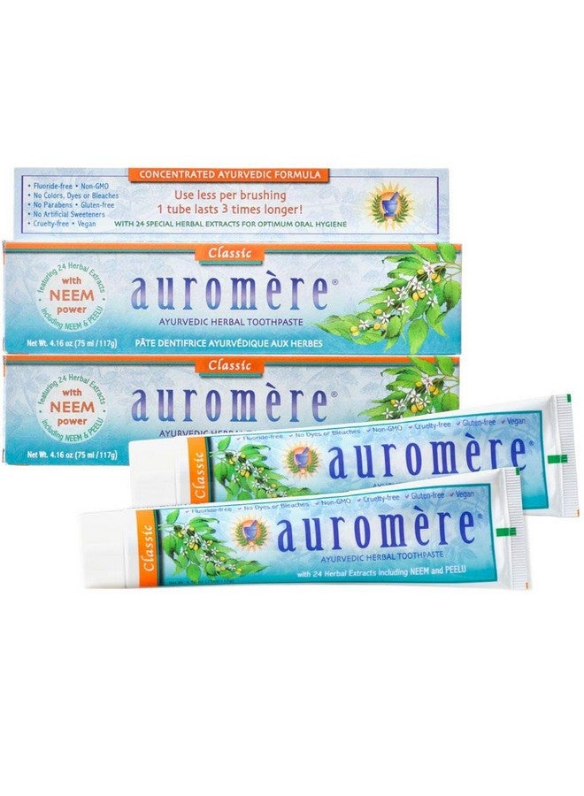 Ayurvedic Herbal Toothpaste Classic Licorice Flavour Vegan Natural Non Gmo Fluoride Free Gluten Free With Neem & Peelu (4.16 Oz) 2 Pack
