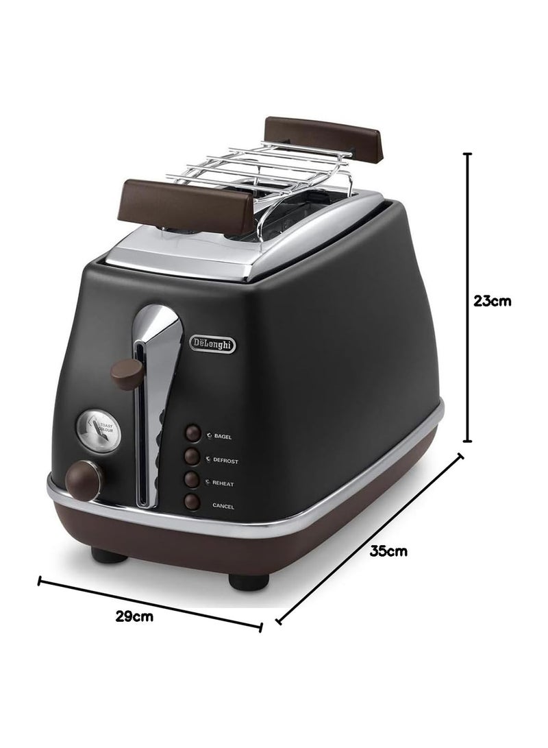 Icona Vintage 2 Slice Toaster 900 W CTOV2103.BK Black/Silver