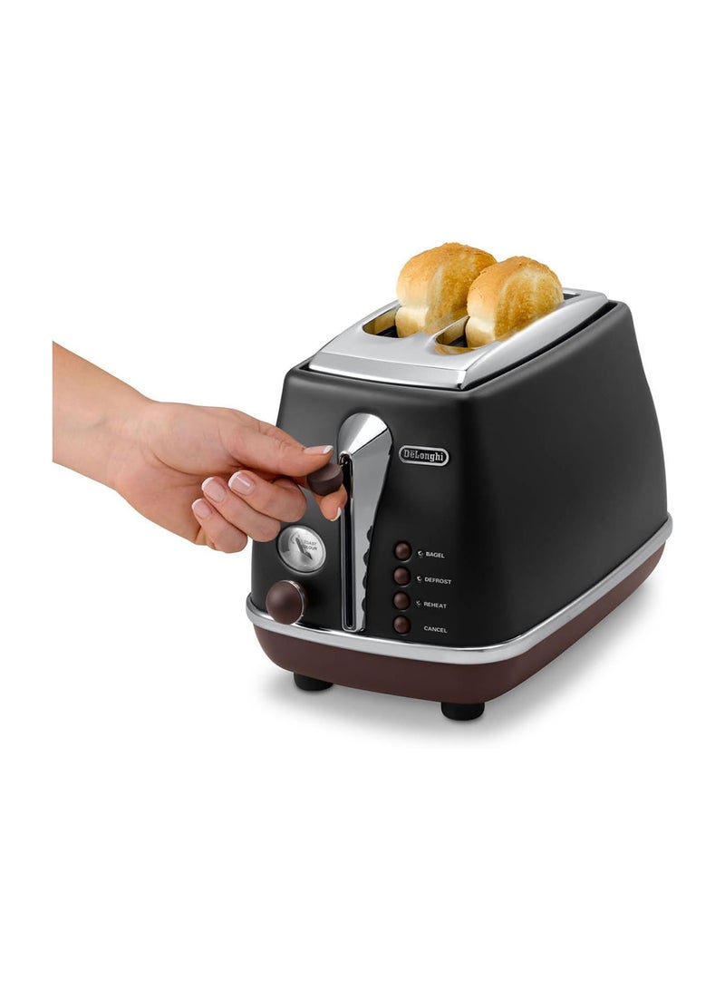 Icona Vintage 2 Slice Toaster 900 W CTOV2103.BK Black/Silver