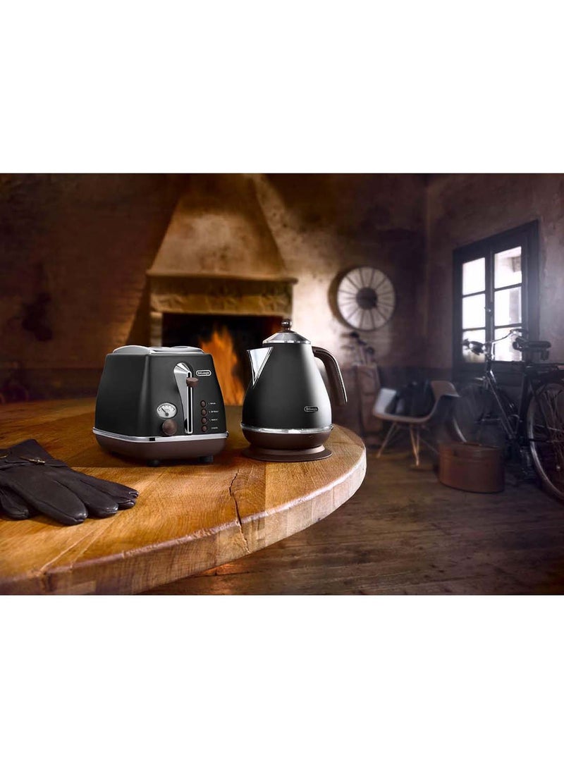 Icona Vintage 2 Slice Toaster 900 W CTOV2103.BK Black/Silver