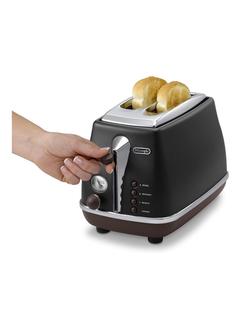 Icona Vintage 2 Slice Toaster 900 W CTOV2103.BK Black/Silver