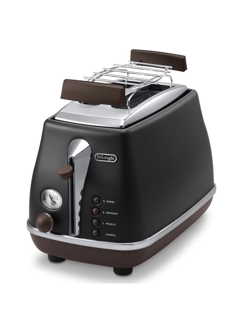 Icona Vintage 2 Slice Toaster 900 W CTOV2103.BK Black/Silver