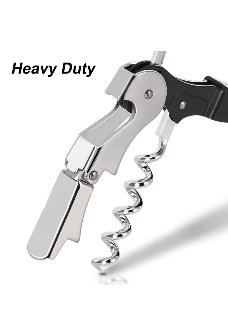 2 Pack Waiter Corkscrew Heavy Duty Chrome Waiter Corkscrew Drink Opener with Foil Cutter for Bartenders and Waiter Black Bottle Opener