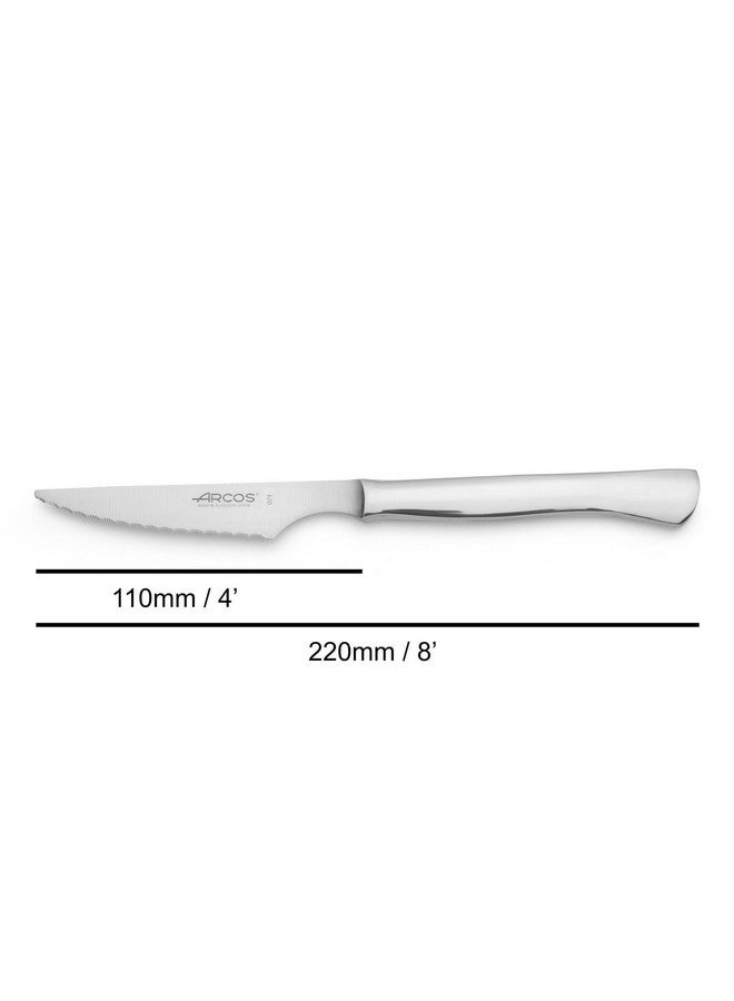 Steak Set 4 Inch Nitrum Stainless Steel And Mm Blade. Ergonomic Polyoxymethylene Pom Handle. Series Mesa. The Serrated Edges Make Them Perfect For Cutting And Chopping Meats. Color Silver.