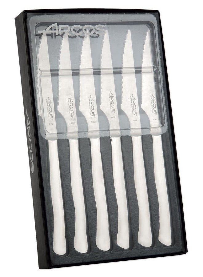 Steak Set 4 Inch Nitrum Stainless Steel And Mm Blade. Ergonomic Polyoxymethylene Pom Handle. Series Mesa. The Serrated Edges Make Them Perfect For Cutting And Chopping Meats. Color Silver.
