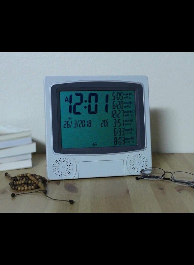 Muslim Azan Clock - 4010 Wall Alarm- Islamic Prayer Five Times - Extra Instruction Manual for US Cities - ZOON (Gray)