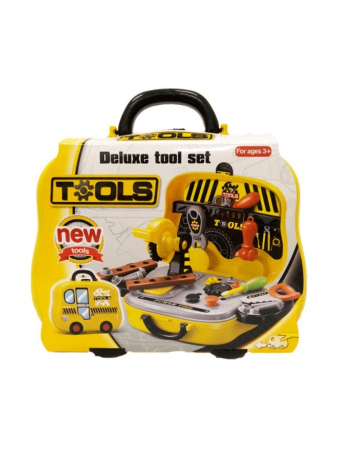 Toolbox Set with Wheels Tool Set Toys for Kids, Pretend Play kit, Little Engineer Construction Tools, Role Play