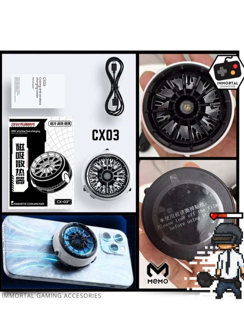 CX03 Cell Phone Semiconductor Magnetic Cooling Fan Radiator  Wireless Charging Function for PUBG Game Cooler for IOS Android