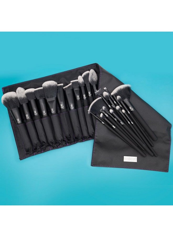 Pro Full Face 25Pc Makeup Brush Set With Travel Pouch