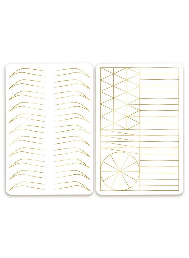 3 Pcs Thicken Two Sides Microblading Practice Silicon Skin Perfect For Permanent Makeup And Microblading Nano Brows Ombre Brow Practice (White Skin +Golden Printing)