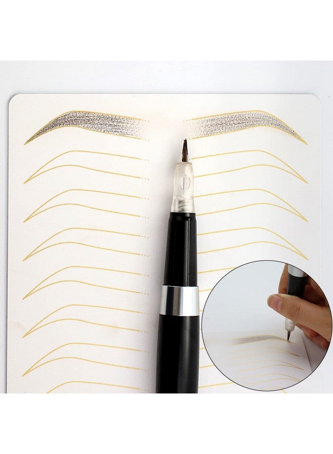 3 Pcs Thicken Two Sides Microblading Practice Silicon Skin Perfect For Permanent Makeup And Microblading Nano Brows Ombre Brow Practice (White Skin +Golden Printing)