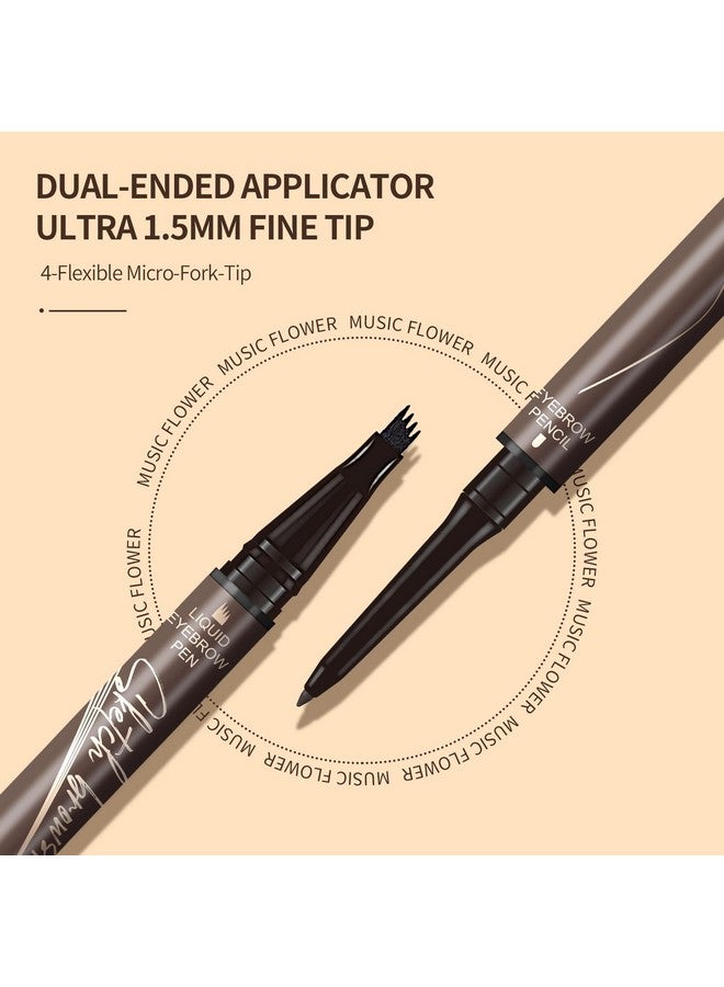 Eyebrow Pencildualended Microfilling Eyebrow Pen Liquid Eyebrow Pen With 4 Micro Brushtip Applicator & Brow Defining Eyebrow Pencil With Precision Tip (Chestnut)