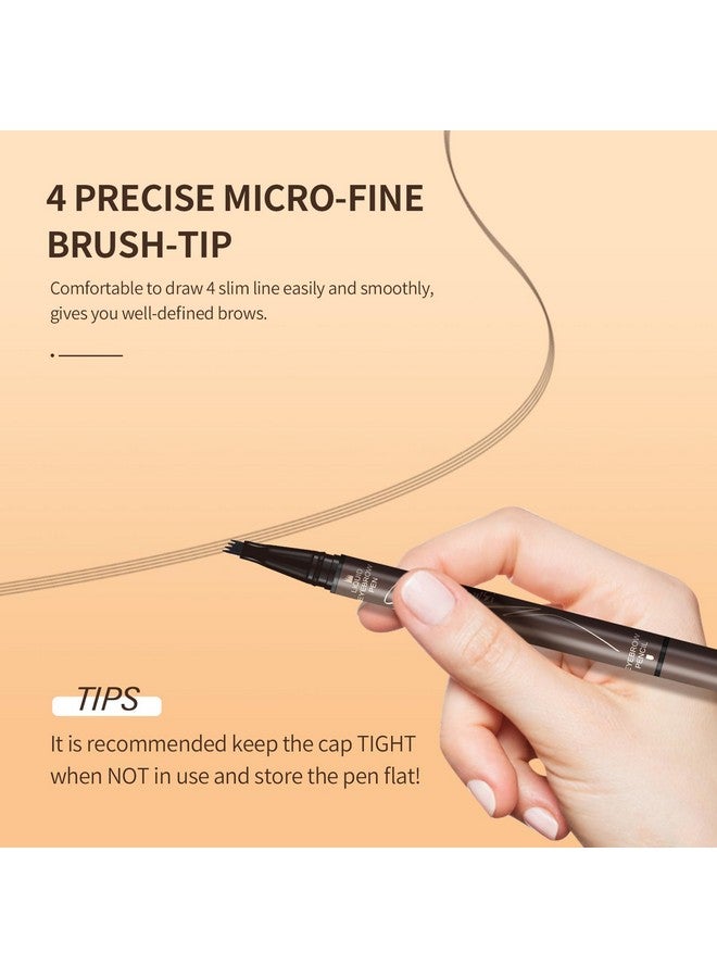 Eyebrow Pencildualended Microfilling Eyebrow Pen Liquid Eyebrow Pen With 4 Micro Brushtip Applicator & Brow Defining Eyebrow Pencil With Precision Tip (Chestnut)