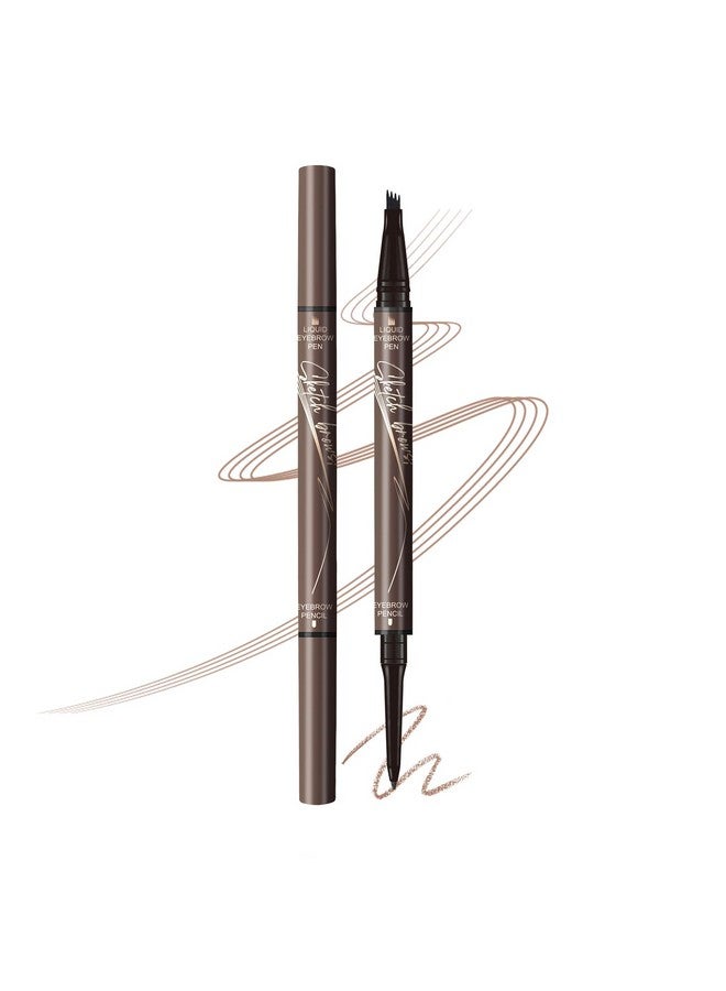 Eyebrow Pencildualended Microfilling Eyebrow Pen Liquid Eyebrow Pen With 4 Micro Brushtip Applicator & Brow Defining Eyebrow Pencil With Precision Tip (Chestnut)
