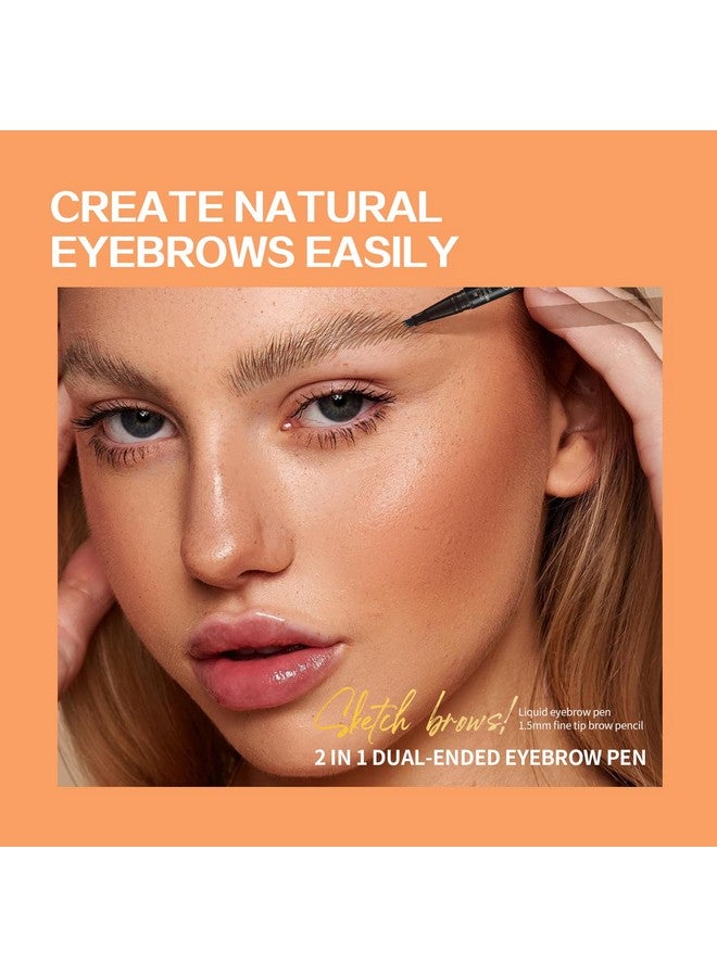 Eyebrow Pencildualended Microfilling Eyebrow Pen Liquid Eyebrow Pen With 4 Micro Brushtip Applicator & Brow Defining Eyebrow Pencil With Precision Tip (Chestnut)