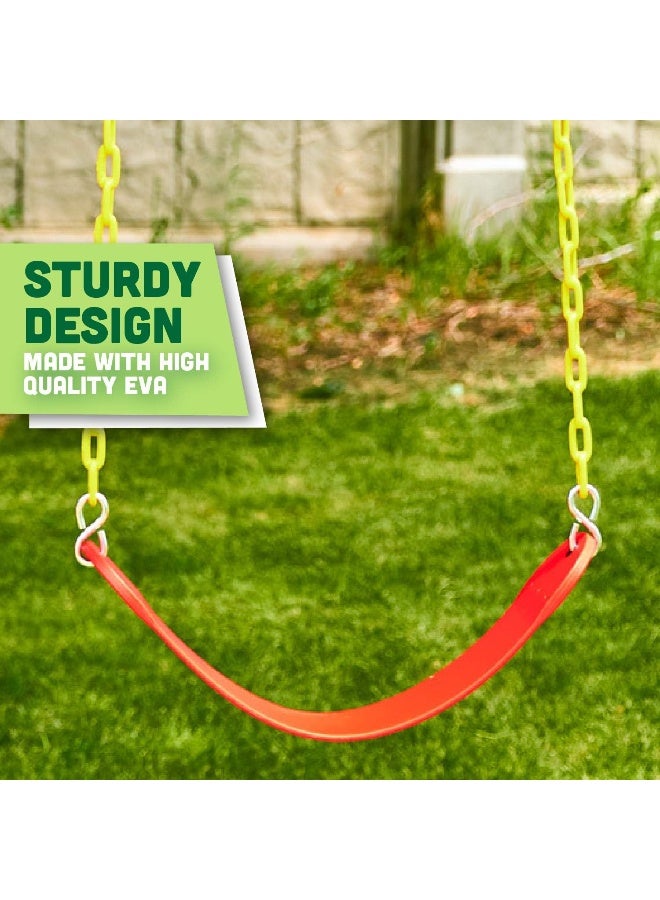 Squirrel Products Combo - High Back Full Bucket Swing (Triangle and Chain Dip) and Heavy-Duty Swing Seat with Carabiners- Red