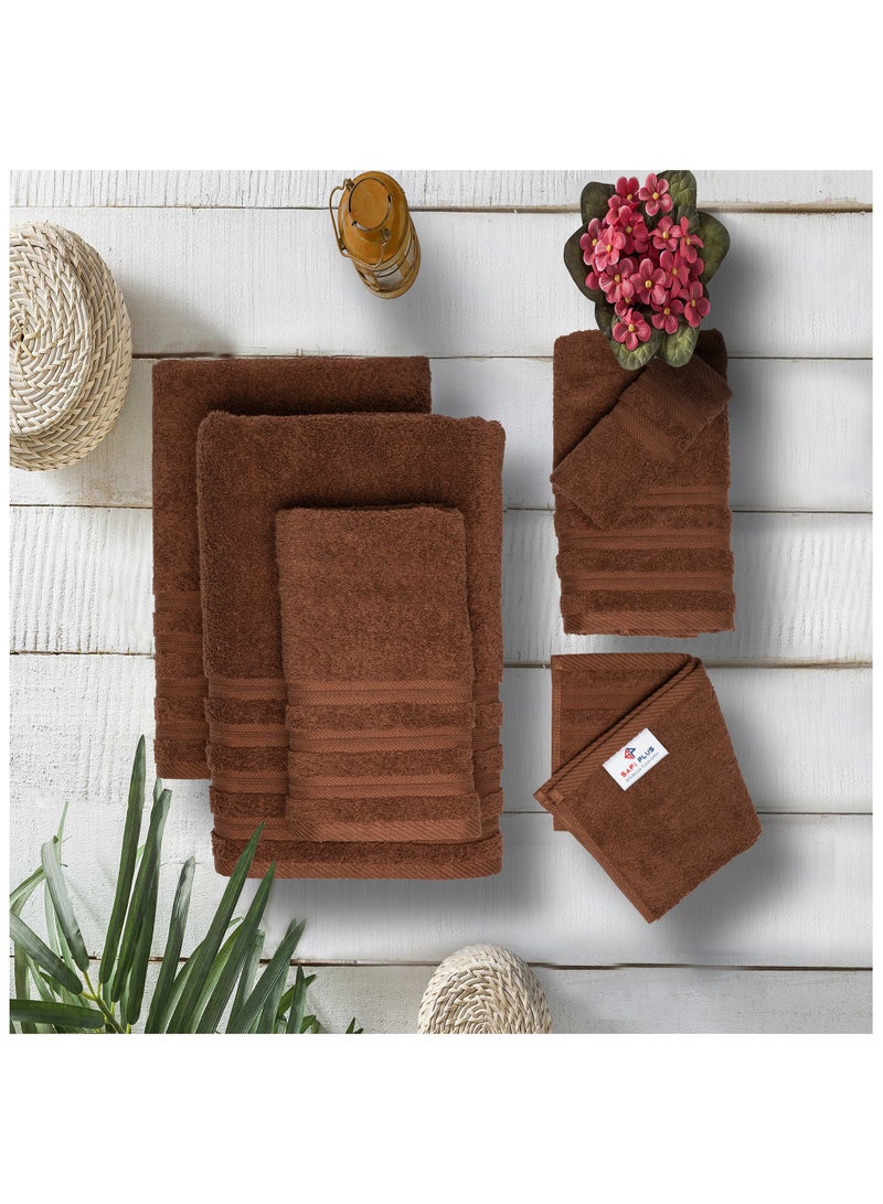 Safi Plus 6 Piece Cotton Super Soft luxury Towel Set - Chocolate Brown