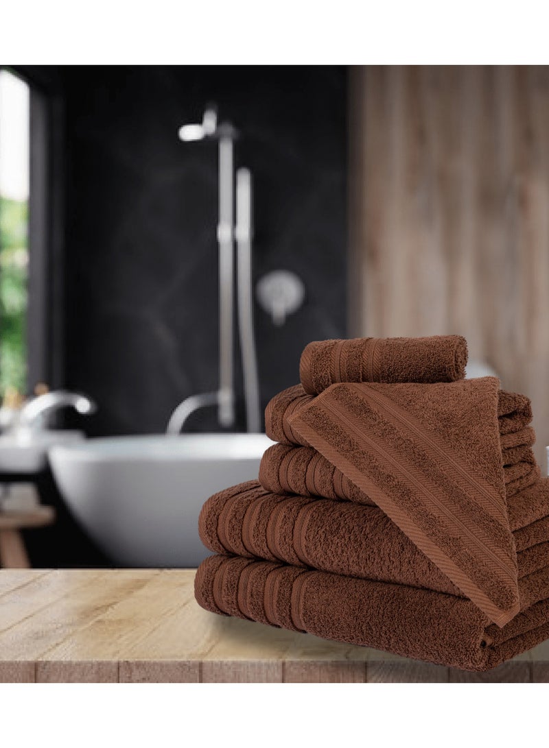 Safi Plus 6 Piece Cotton Super Soft luxury Towel Set - Chocolate Brown