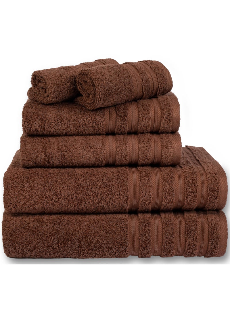 Safi Plus 6 Piece Cotton Super Soft luxury Towel Set - Chocolate Brown