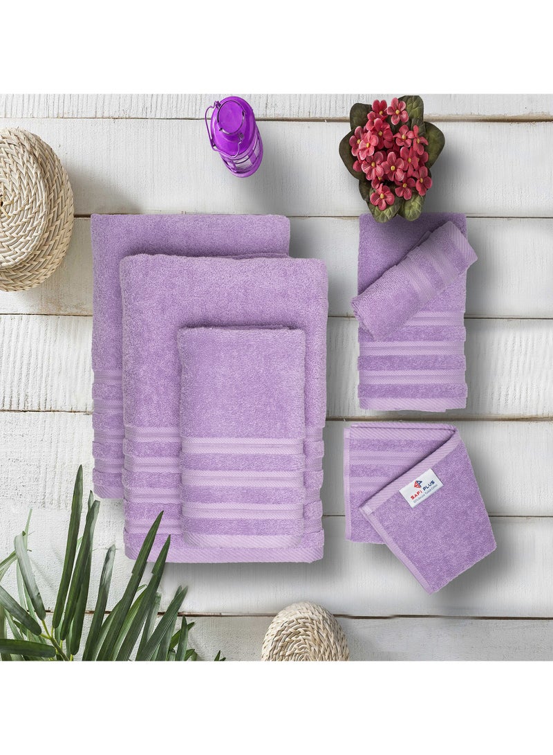 Safi Plus 6 Piece Cotton Super Soft luxury Towel Set - Purple