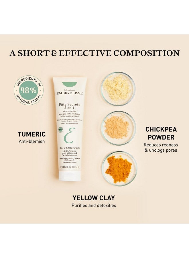 3 In 1 Antipimples & Acne Treatment Multipurpose Clay Mask To Control And Clear Breakouts For Oily To Combination Skin Paraben Free Oil Free & Noncomedogenic 3.38 Fl Oz