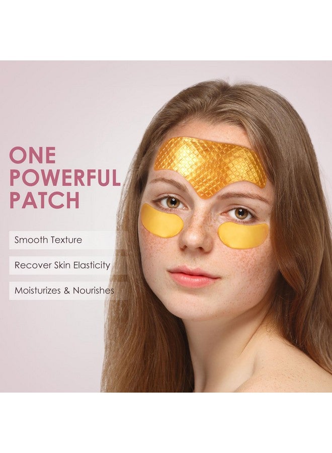 24K Gold Hydrogel Patches For Face Anti Wrinkle Patches With Collagen Forehead & Under Eye Treatment (20 Golden Sachets)