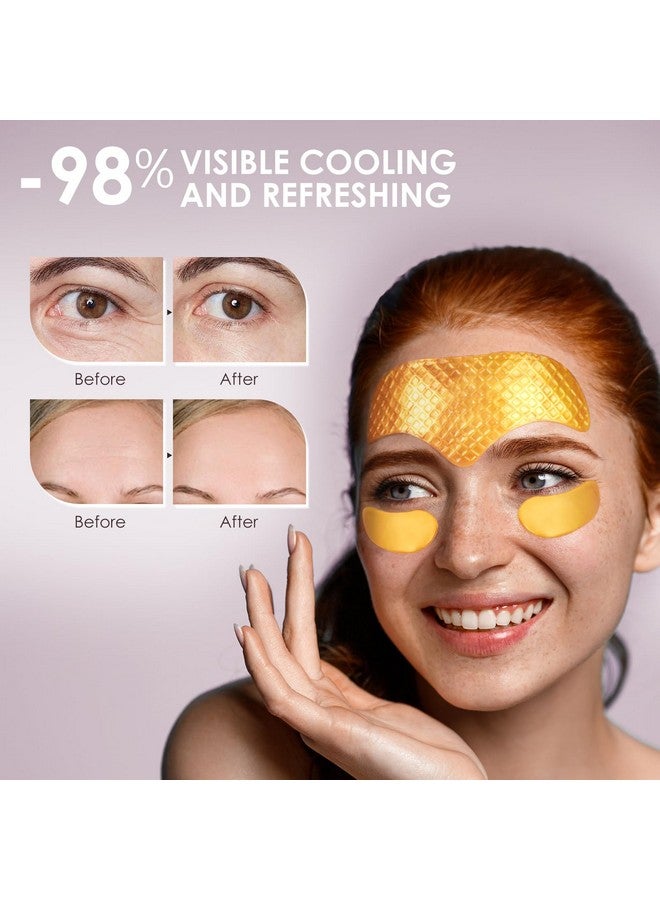 24K Gold Hydrogel Patches For Face Anti Wrinkle Patches With Collagen Forehead & Under Eye Treatment (20 Golden Sachets)