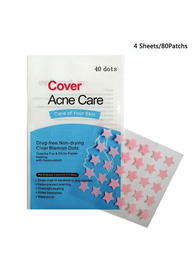Acne Pimple Patch Hydrocolloid Absorbing Patch Clear Acne Stickers (4 Sheets/80Patchs)