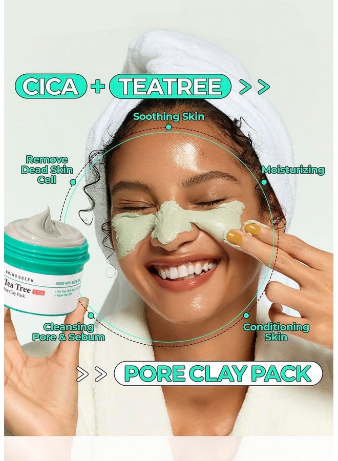 Tea Tree Cica Pore Clay Pack Double Set Vegan Deep Pore Cleansing Clay Mask For Pore Purifying Contains Cica & Tea Tree For Soothing & Relieving Stressed Skin