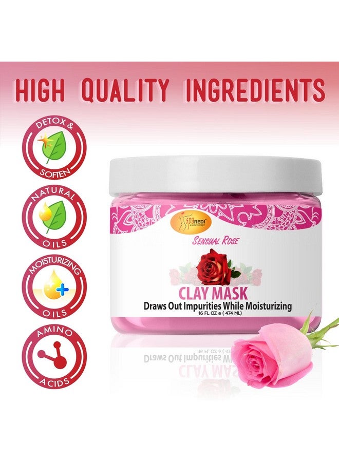 Clay Mask Sensual Rose 16 Oz Pedicure Body Deep Cleansing Detoxifying Hydrating Natural Bentonite Clay Infused With Amino Acids Panthenol Comfrey Extract