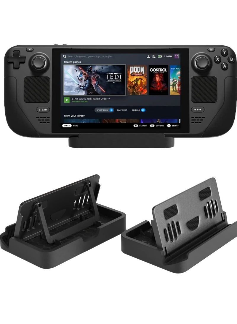 Upgraded Foldable Stand Base for Steam Deck/ROG Ally, Adjustable & Portable with Anti-slip Silicone Pad - Dock Accessories for Steam Deck/ROG Ally