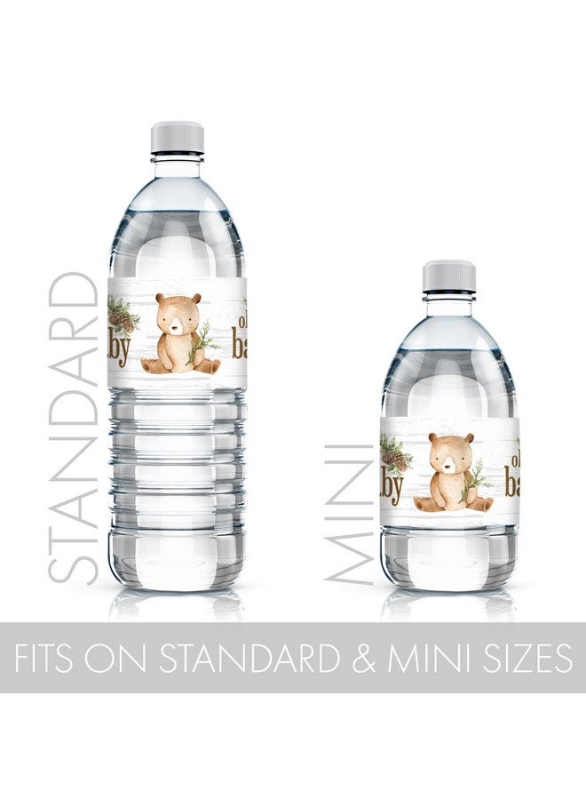 Woodland Bear Baby Shower Water Bottle Labels Brown Bear Waterproof Wrappers 24 Stickers