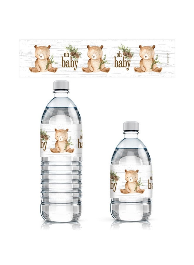 Woodland Bear Baby Shower Water Bottle Labels Brown Bear Waterproof Wrappers 24 Stickers