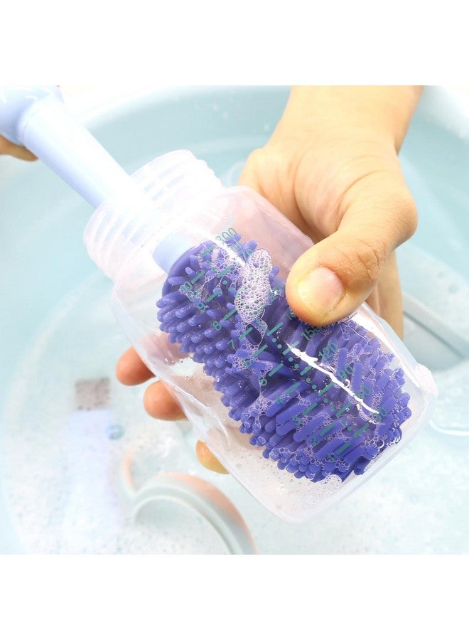 Silicone Bottle Cleaning Brush For Baby 4In1 Baby Bottles Cleaner Set Bottle/Straw/Nipple/Neck Brushes (Blue)