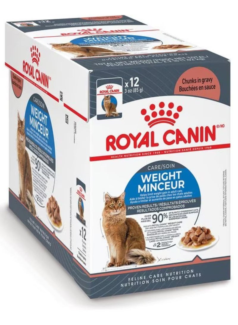 Royal Canin Feline ULTRA LIGHT IN GRAVY WET CAT FOOD POUCH BOX 12X85g