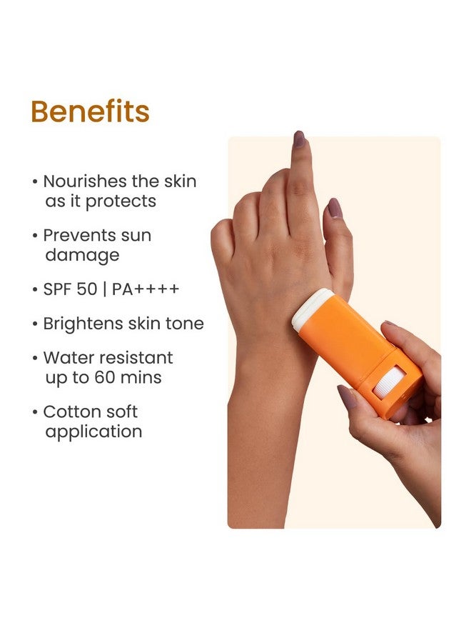 Glow Sunscreen Stick Spf 50 Pa++++ With Vitamin C Zinc Oxide Vitamin E Water Resistant Lightweight No White Cast Men & Women 20 Gm