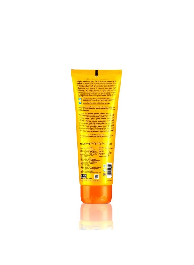 Spf 60 Pa+++ Sunscreen Gel Crème100G + 25G Extra (Pack Of 2) With Niacinamide Ceramides & Vitamin E Protects From Uva Uvb Rays Sun Damage Skin Darkening And Premature Aging All