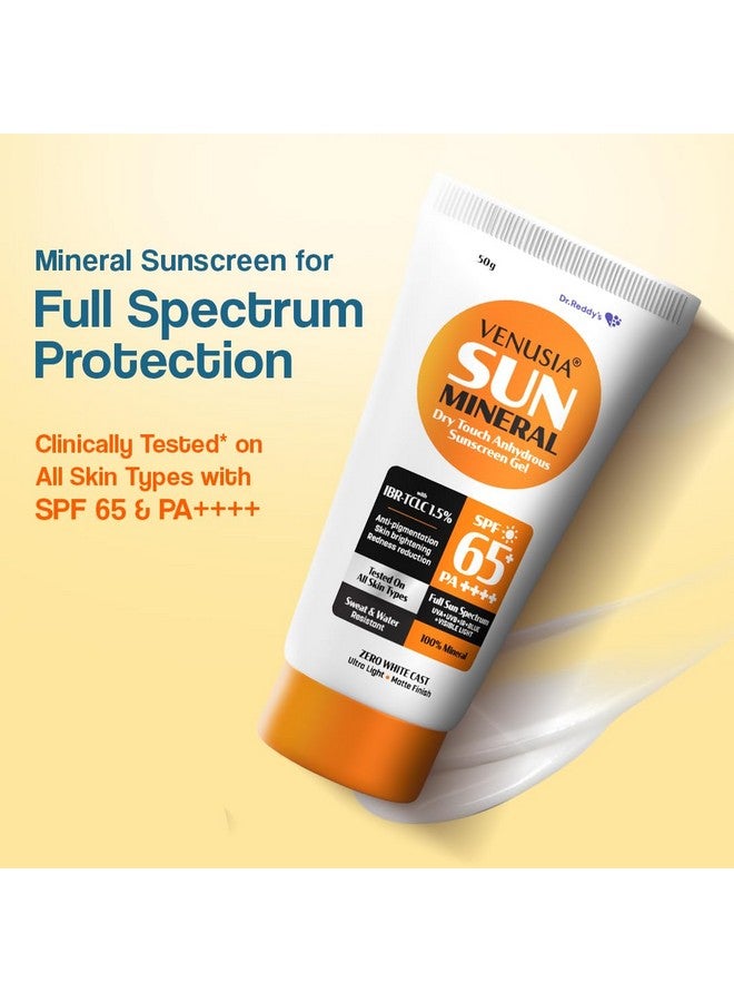 Mineral Sunscreen Spf65I Full Spectrum Protection I Uva Uvb Blue Light Protect I With Antioxidant I Sweat & Water Resistant I No White Cast I Clinically Tested For All Skin Types I 50 G