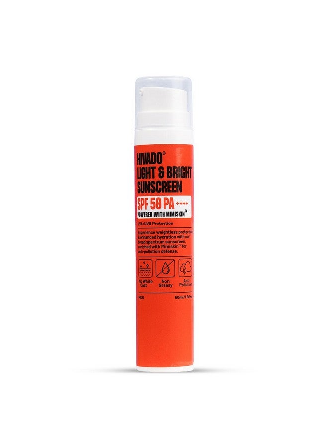 Light & Bright Men'S Sunscreen With Mimiskin™ Spf 50 Pa++++ Broad Spectrum Antipollution Deep Hydration 50Ml