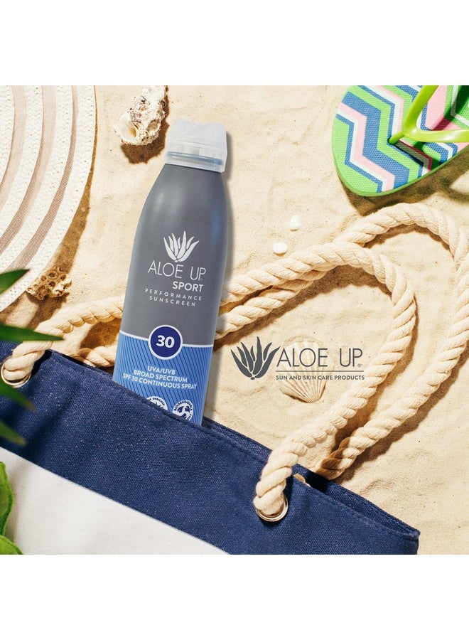 Sport Continuous Spray Sunscreen Spf 30 Broad Spectrum Uva/Uvb Sunscreen Protector For Face And Body With Aloe Vera Gel Fast Absorbing Sheer Formula Reef Safe Fragrancefree 6 Oz