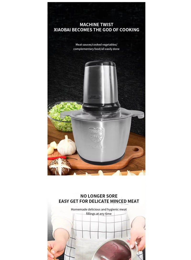 Slivers Criest Multi-Functional Meat Grinder, Electric Food Chopper, Food Processor for Meat, Vegetables, Fruits, and Nuts, with 304 Stainless Steel Cup