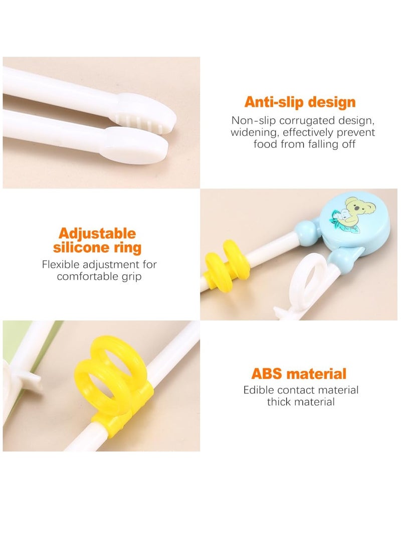 3 Pairs of Kids' Training Chopsticks with Silicone Rings, Beginner Chopsticks Set, Donut, Koala, Lollipop with Storage Box