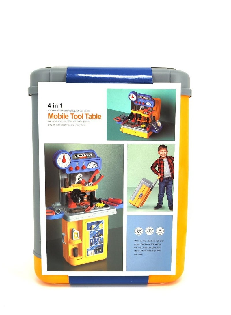 4-In-1 Mobile Tool Table Playset, Portable
