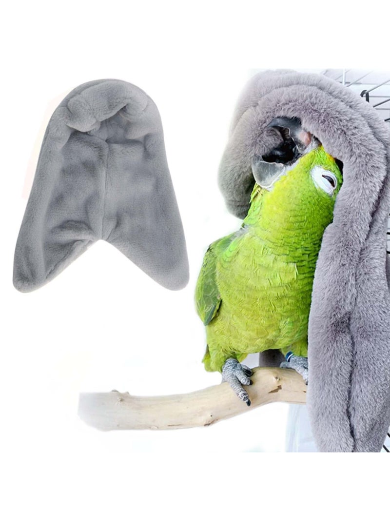 Plush Bird Tent, Parrot Toy, Comfortable Corner Hanging Warm Blanket Bird Nest Bird Bed, Bird Cage Hammock Warm Nest for Parrot Lovebirds Small and Medium Birds Grey