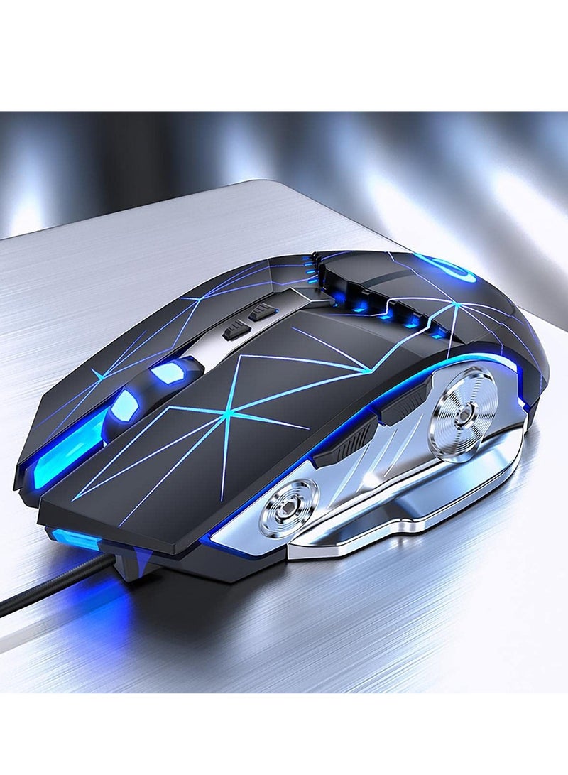 Gaming Mouse USB Wired RGB Backlit Silent Click Gamer Mouse with 4 Adjustable DPI Up to 3200, Comfortable Grip Ergonomic Optical Gaming Mice for Laptop PC Gamer Computer