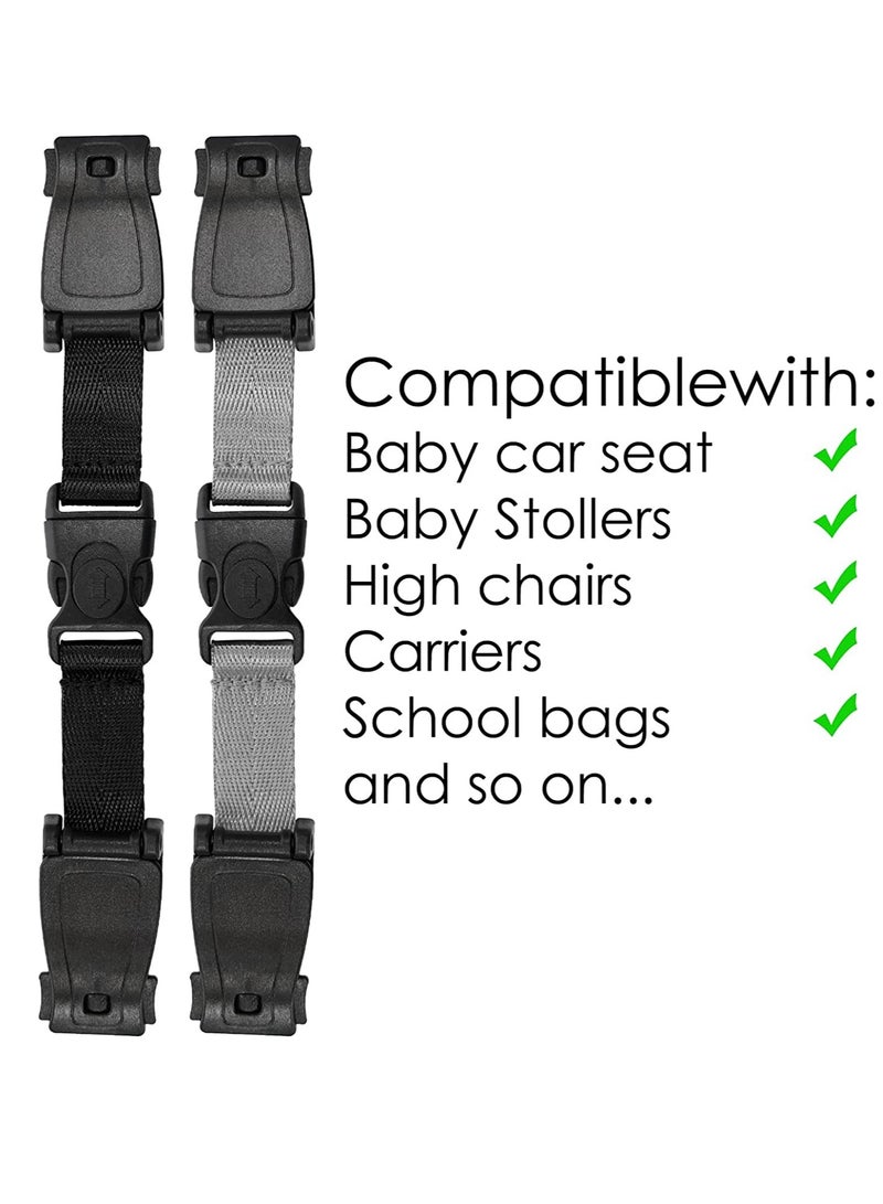 Universal Child Chest Harness Clip, Car Seat Safety Belt Clip Buckle, Anti-Slip Baby Chest Clip Guard Compatible with Seats, Strollers, Schoolbags, for 1.5-inch Width Harness black, grey