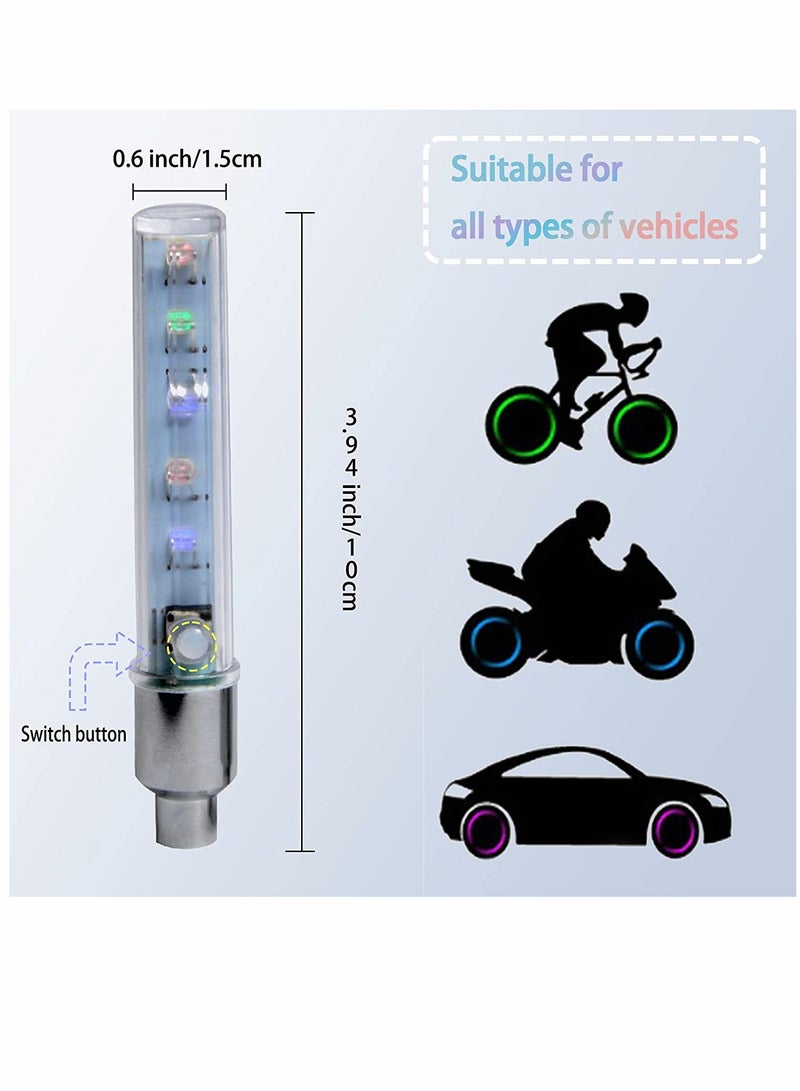 Bike Wheel Lights, Bike Tire Valve Lights, Waterproof Bicycle Wheels Lights, Safety with Batteries, for Motorcycle Bicycle to Ride at Night, 8 Pieces